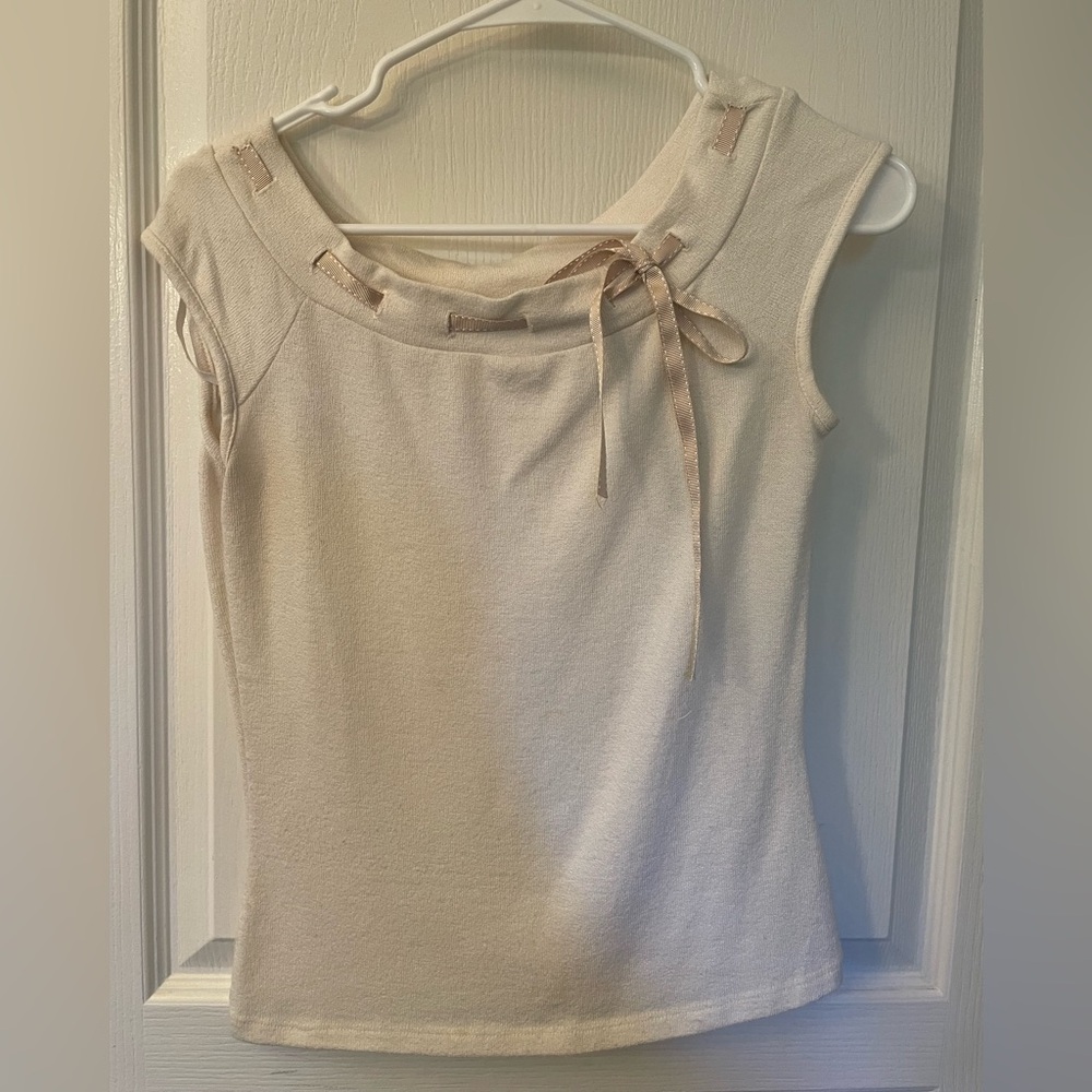 One ♥️ Tan Fitted Tie Front Tank Top